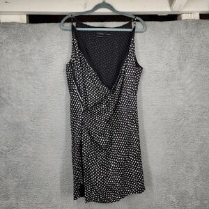 ALLSAINTS Alize K Crush Dress Size 10 Black White Floral Print Silk Wrap Midi